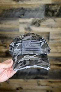 American Flag Cap-Black Camo