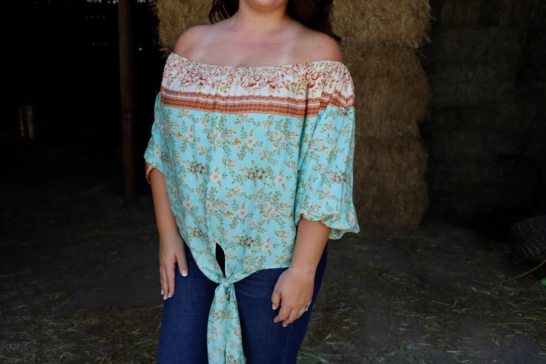 Off the Shoulder Top -Mint Mix